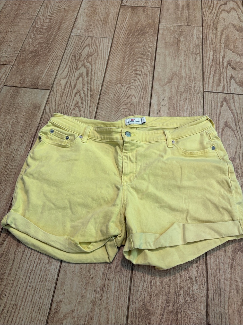 Vineyard Vines Yellow Rolled-Hem Denim Shorts